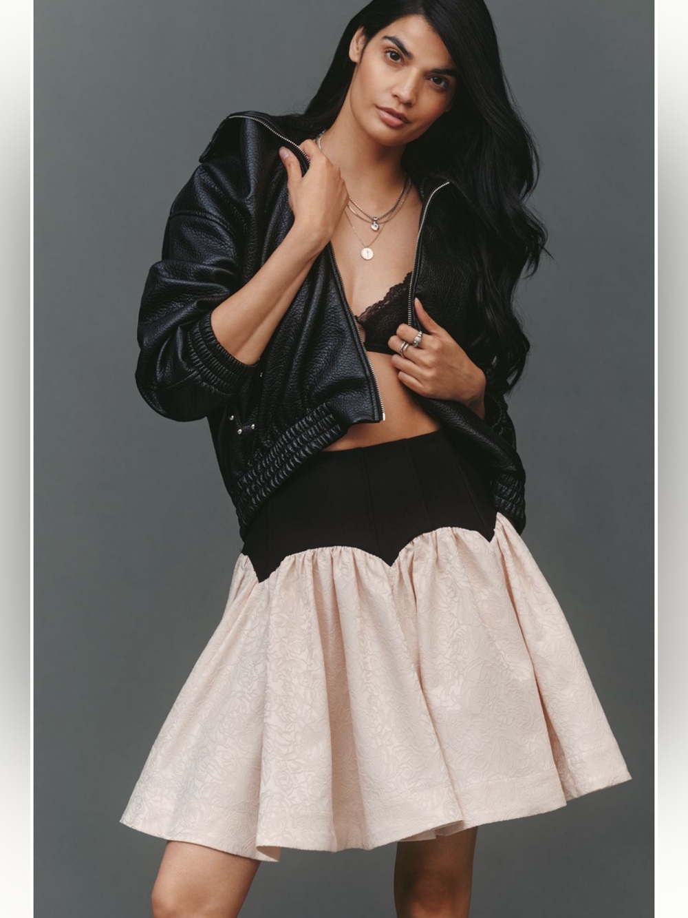 Anthropologie Maeve Basque-Waist Knit Jacquard Mini Skirt